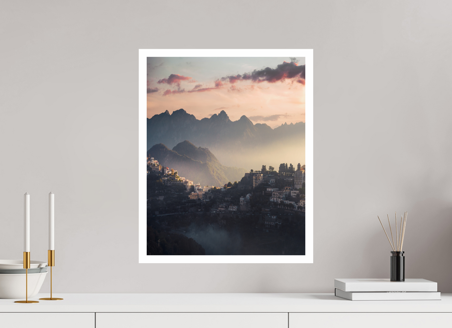 40 x 50 cm, Fine Art Print Sunset over the Amalfi Coast