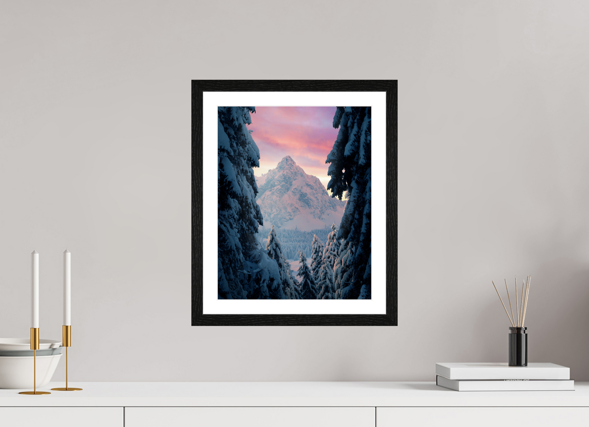 30 x 37.5 cm, Black Oak Frame Winter Glow