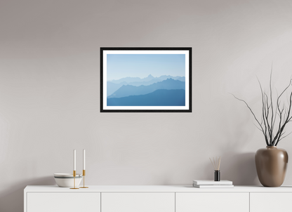 60 x 40 cm, Black Oak Framed Print Mountain Layers I