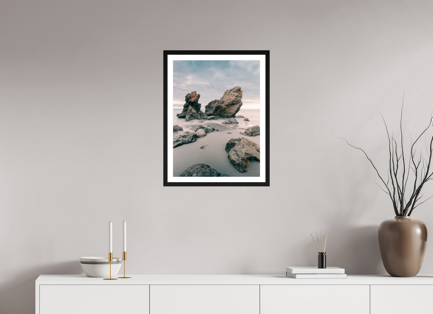 45 x 60 cm, Black Oak Frame Menorca at Dusk