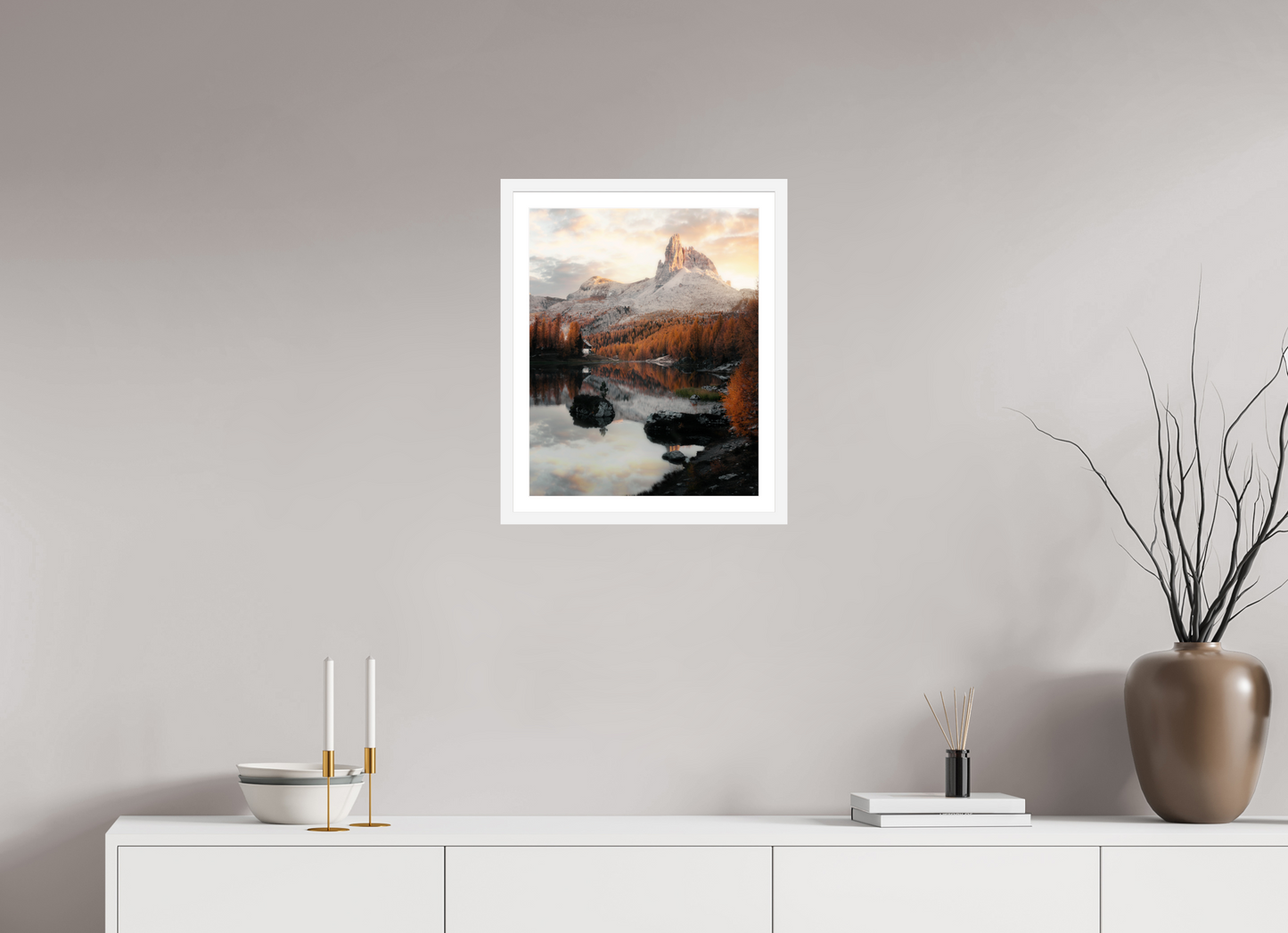 40 x 50 cm, White Frame Lago di Federa