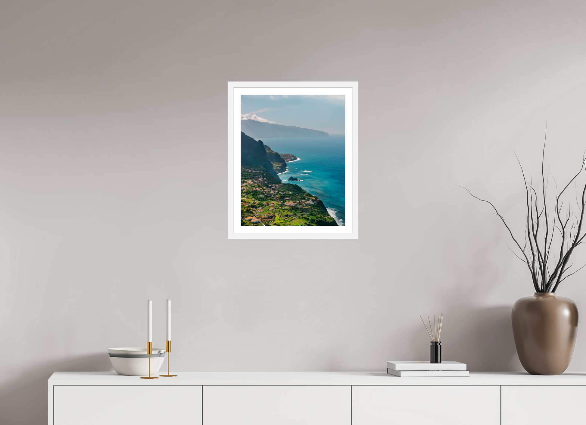 40 x 50 cm, White Frame Tropical Coastline