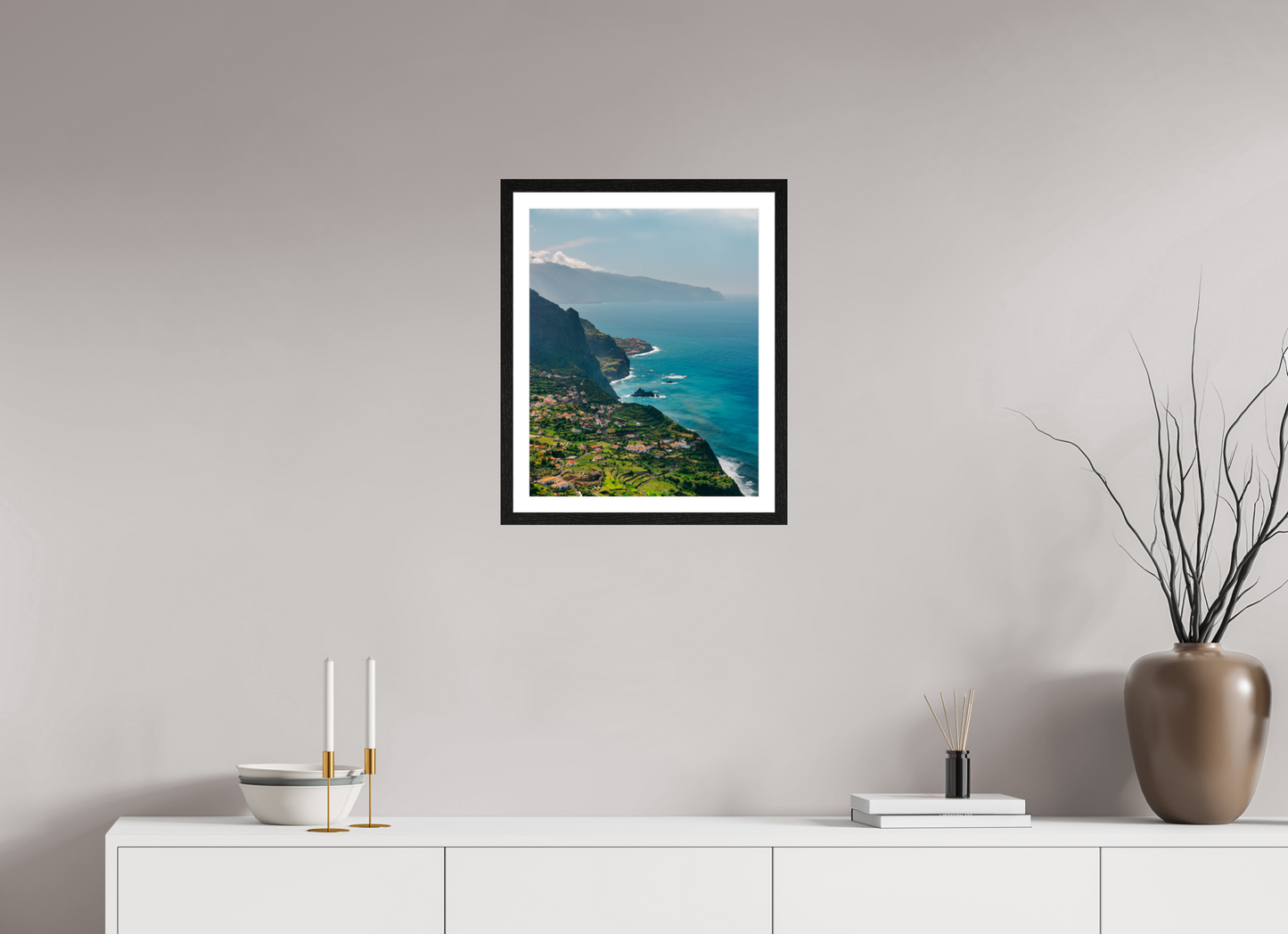 40 x 50 cm, Black Oak Frame Tropical Coastline