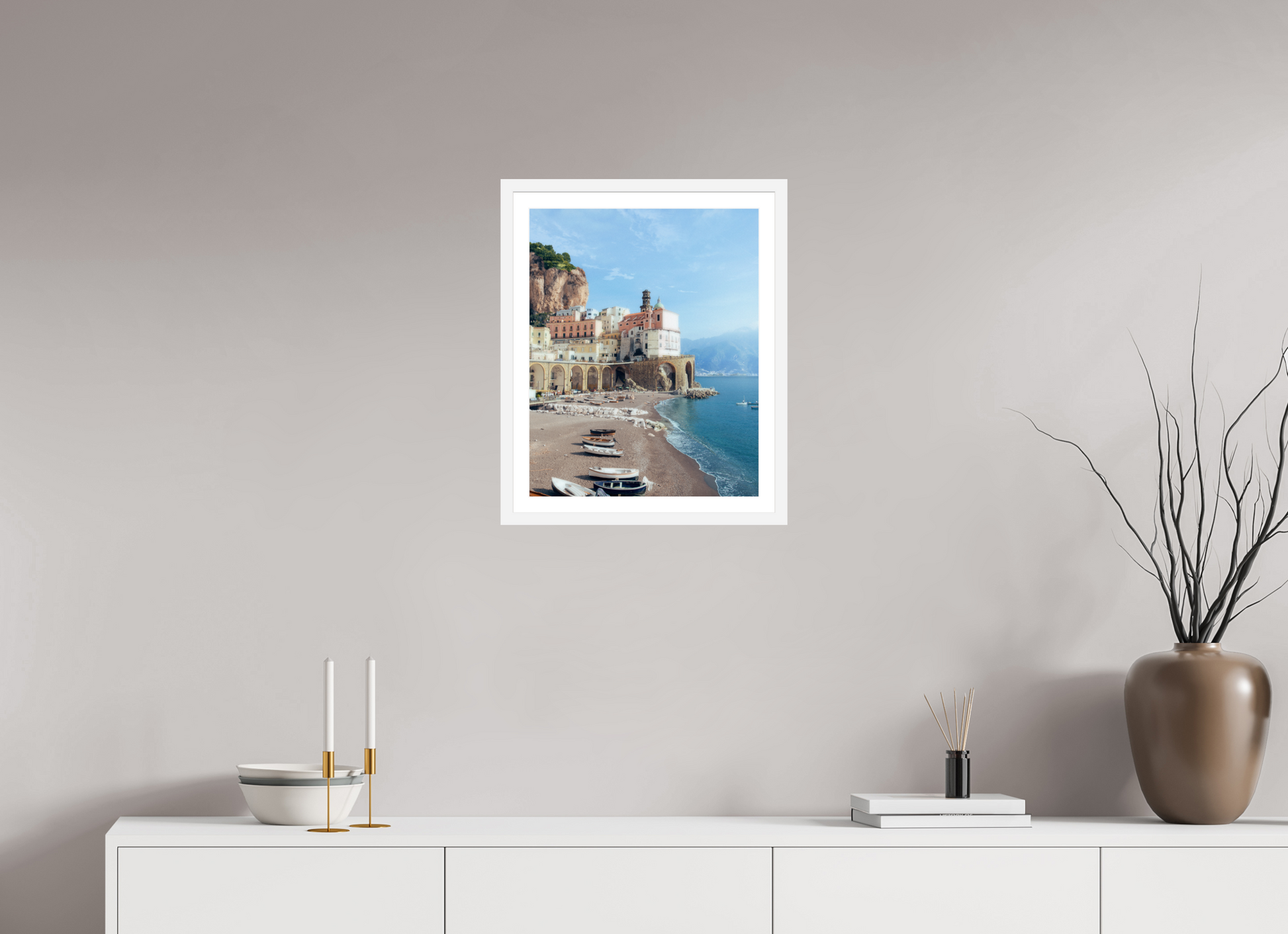 40 x 50 cm, White Frame Atrani, Amalfi Coast