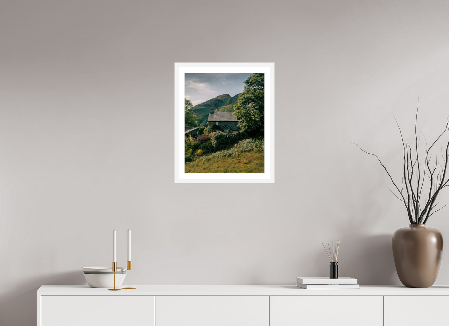 40 x 50 cm, White Frame Country Home