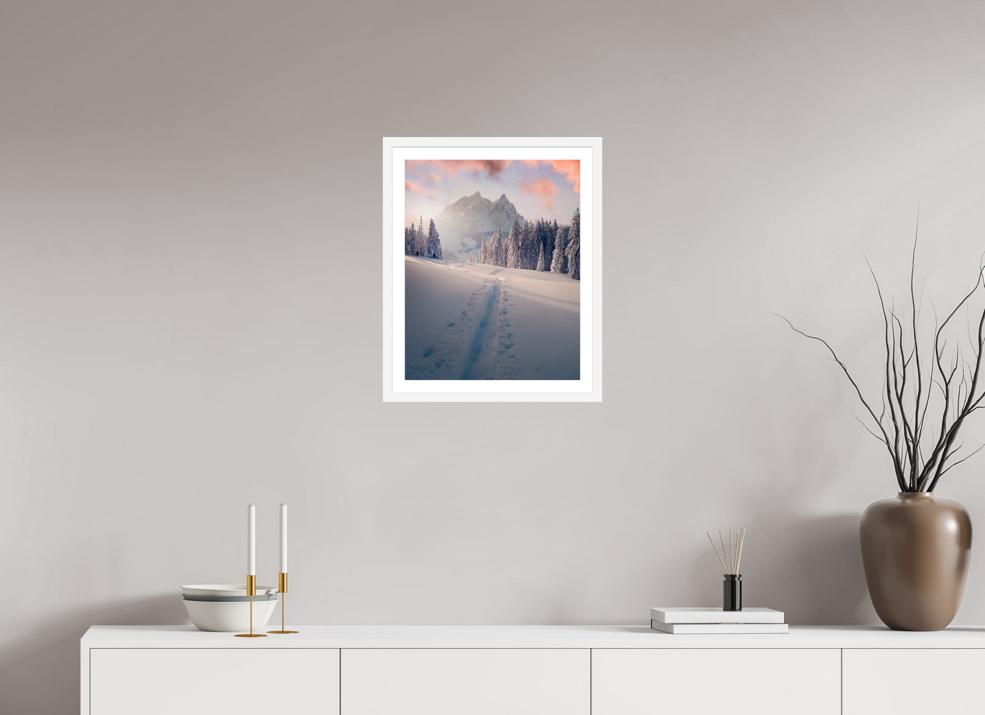 40 x 50 cm, White Frame Alpenglow