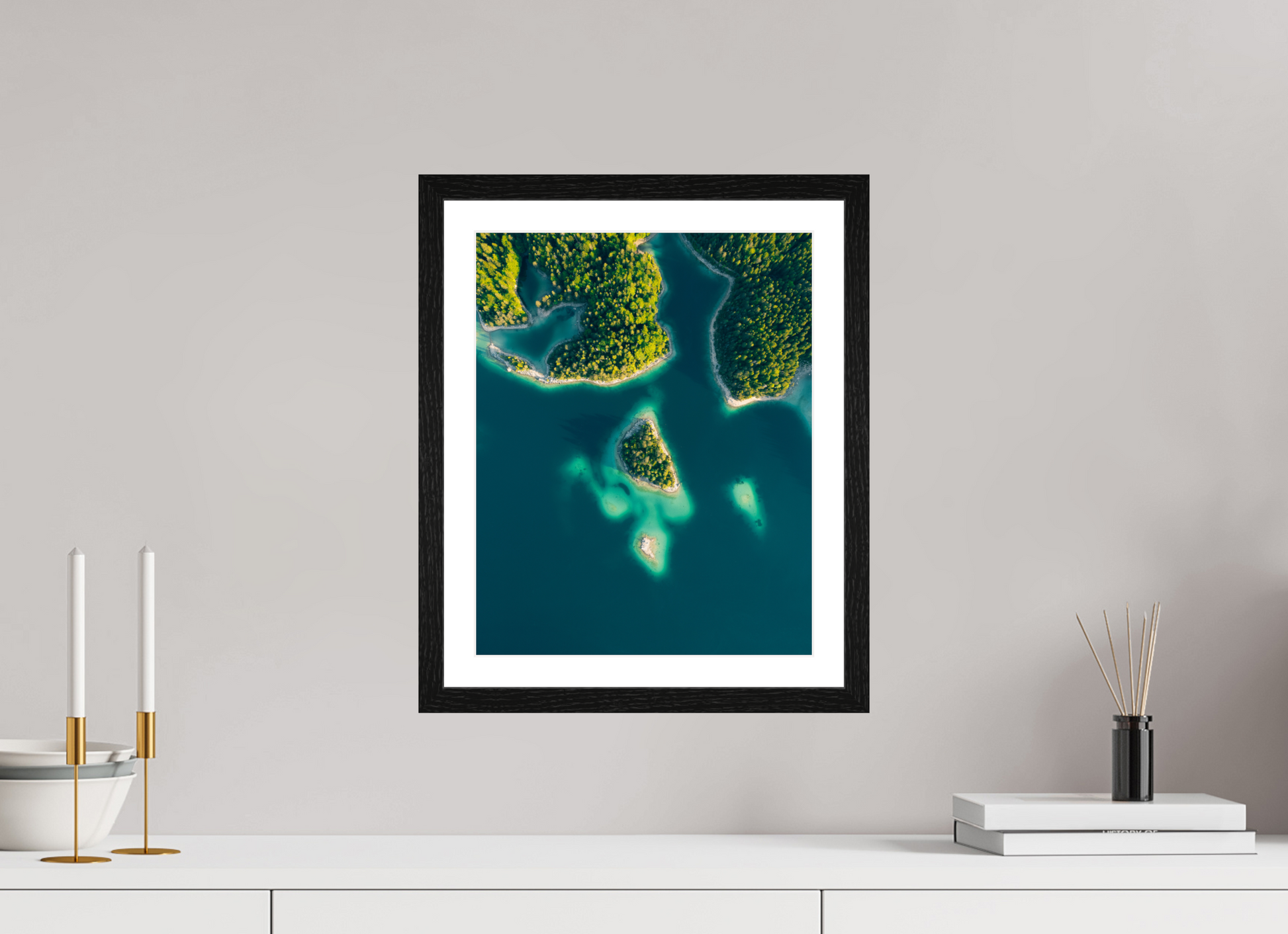 30 x 37.5 cm, Black Oak Frame Eibsee Germany