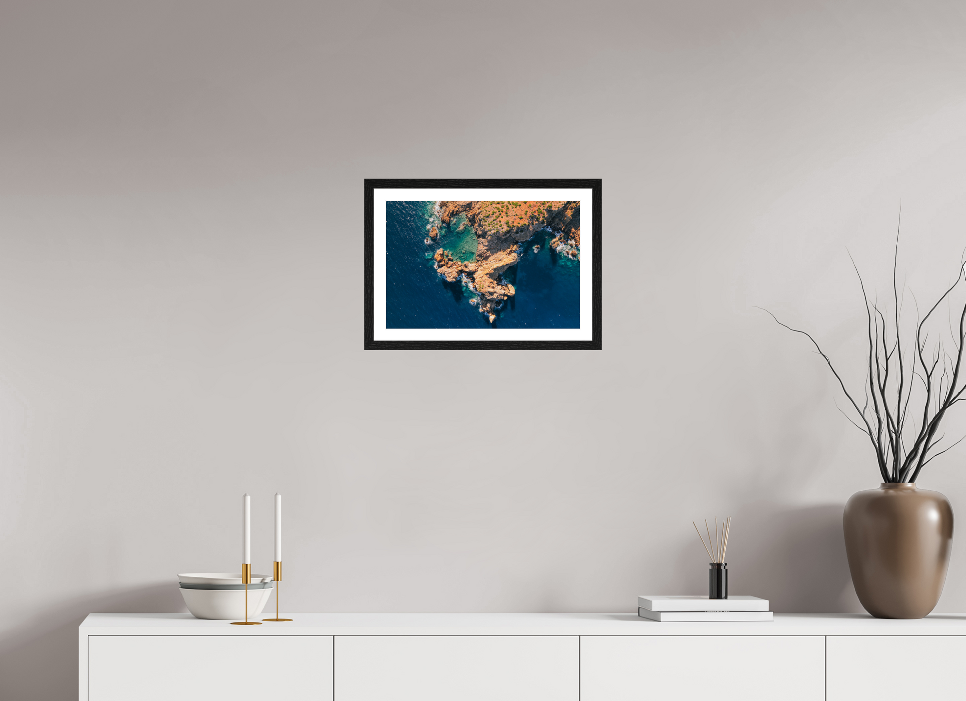 45 x 30 cm, Black Oak Frame Coastline