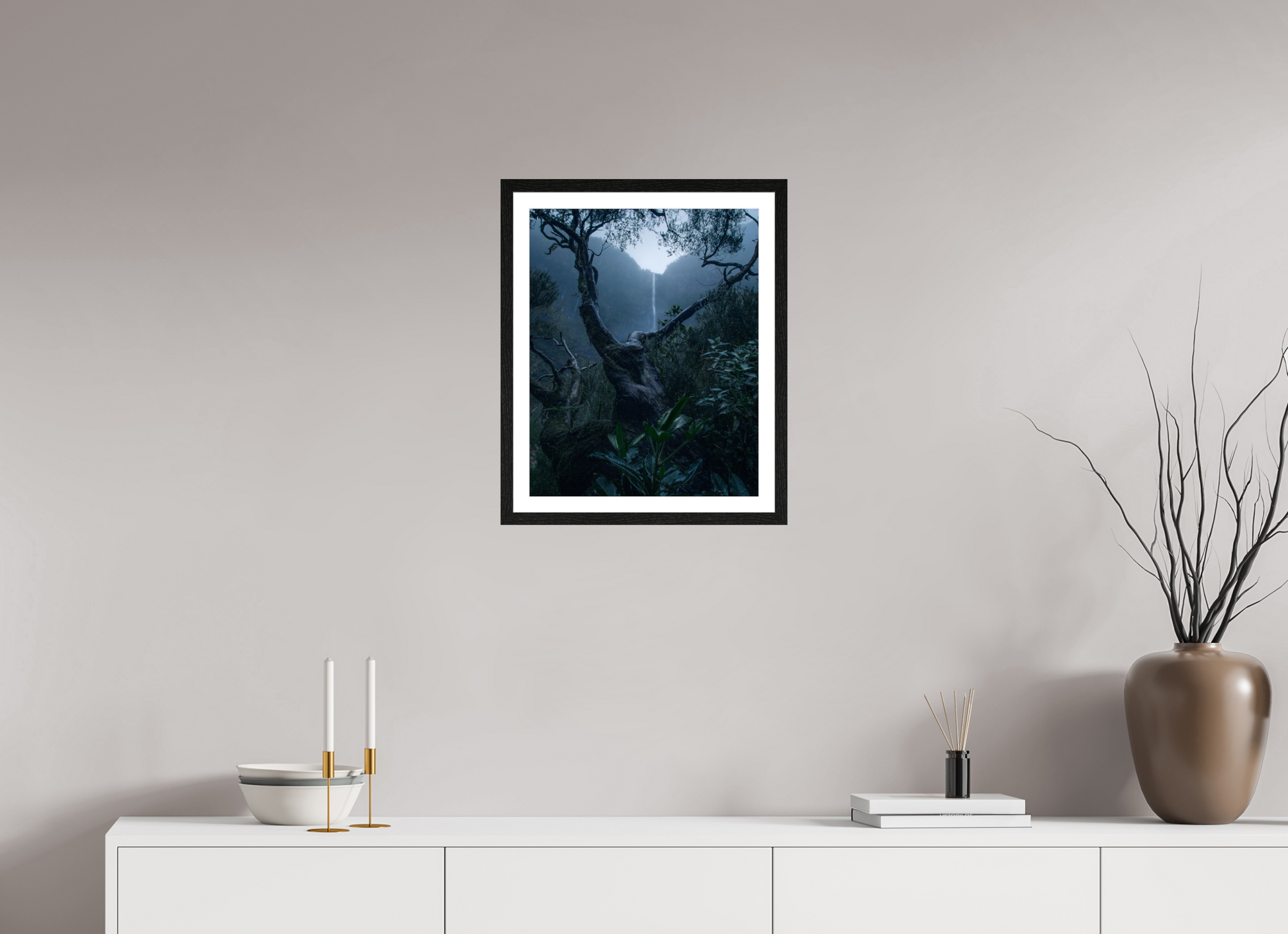 40 x 50 cm, Black Oak Frame Waterfall