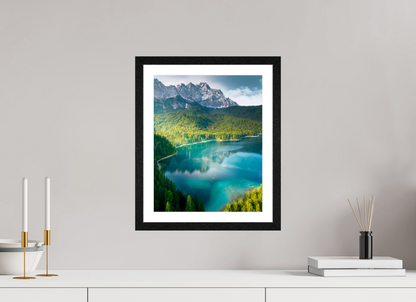 30 x 37.5 cm, Black Oak Frame Alpine Lake