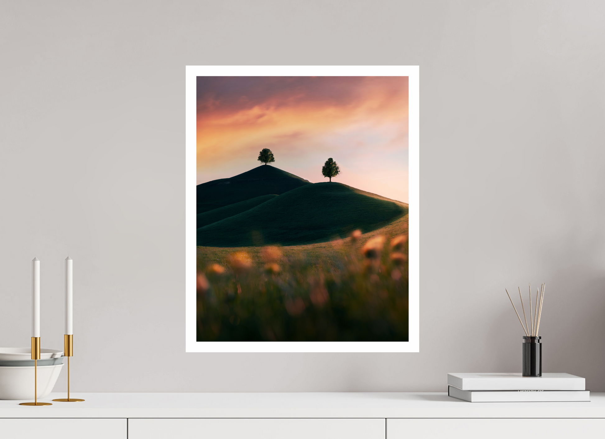 40 x 50 cm, Fine Art Print Rolling Hills at Sunset