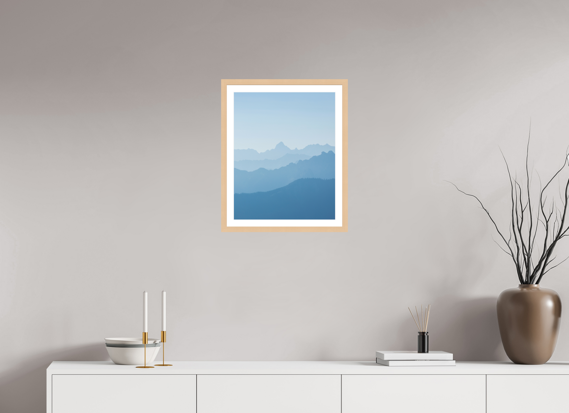 40 x 50 cm, Natural Maple Frame Mountain Layers I