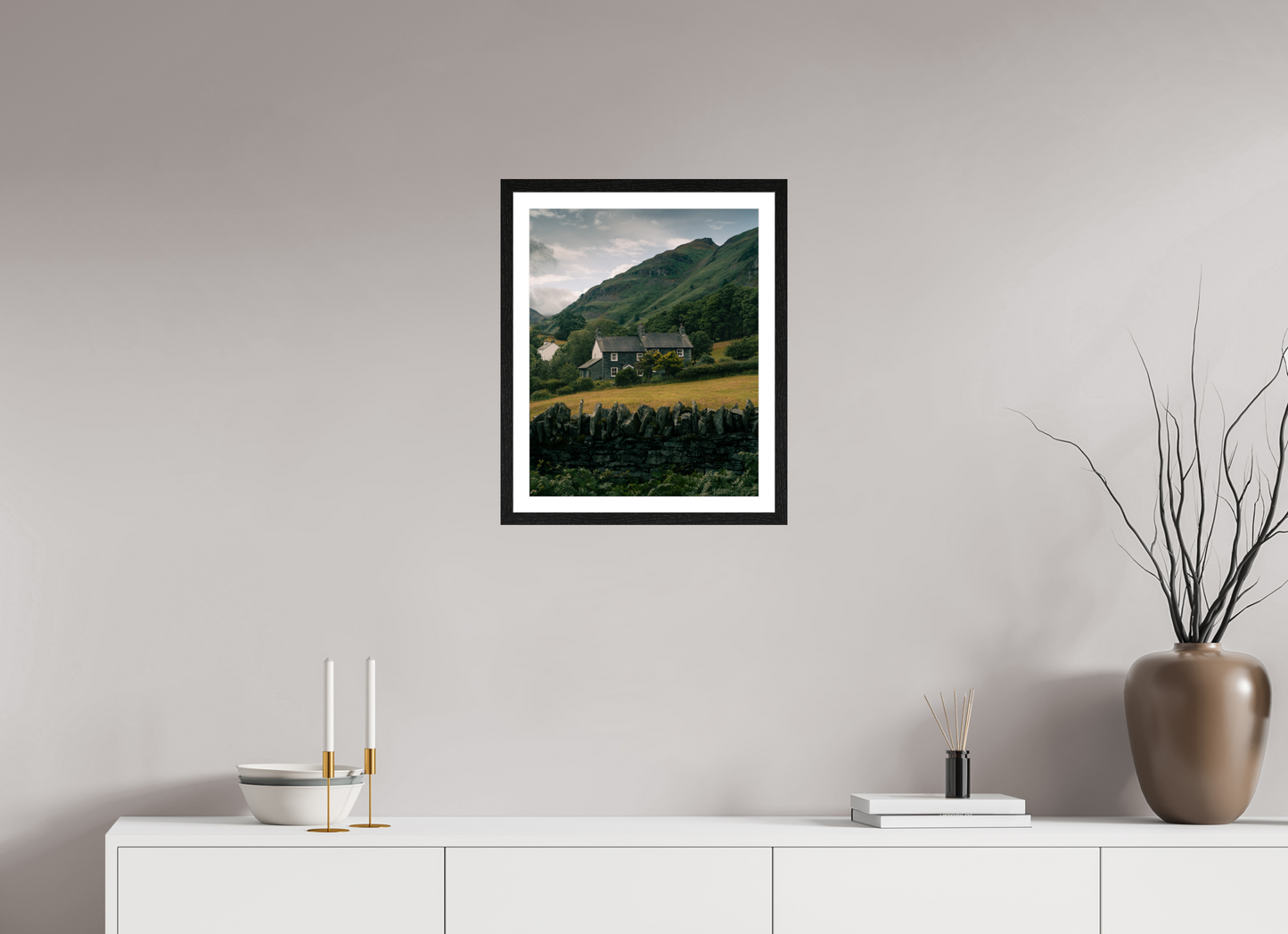 40 x 50 cm, Black Oak Frame Lake District Cottage