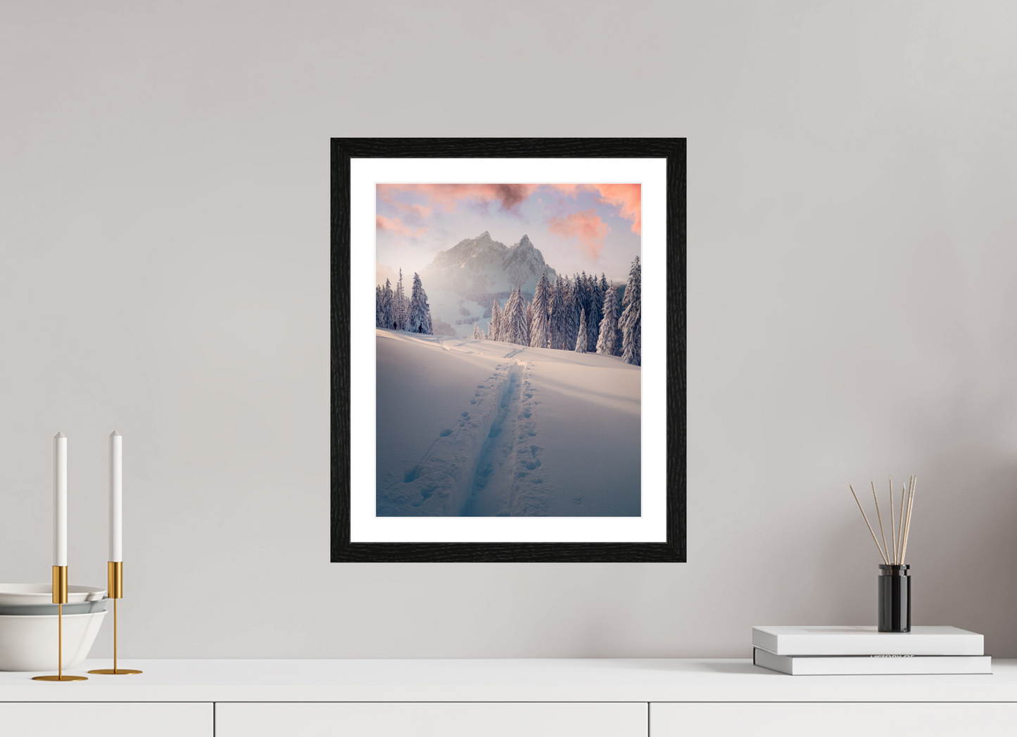 30 x 37.5 cm, Black Oak Frame Alpenglow