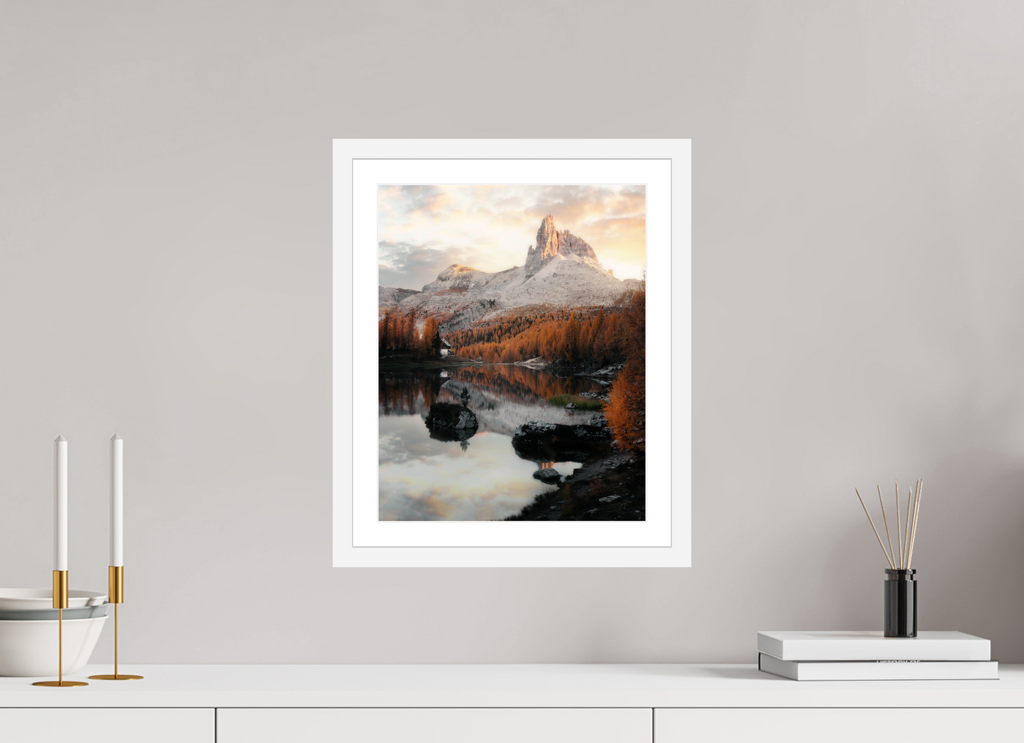 30 x 37.5 cm, White Frame Lago di Federa