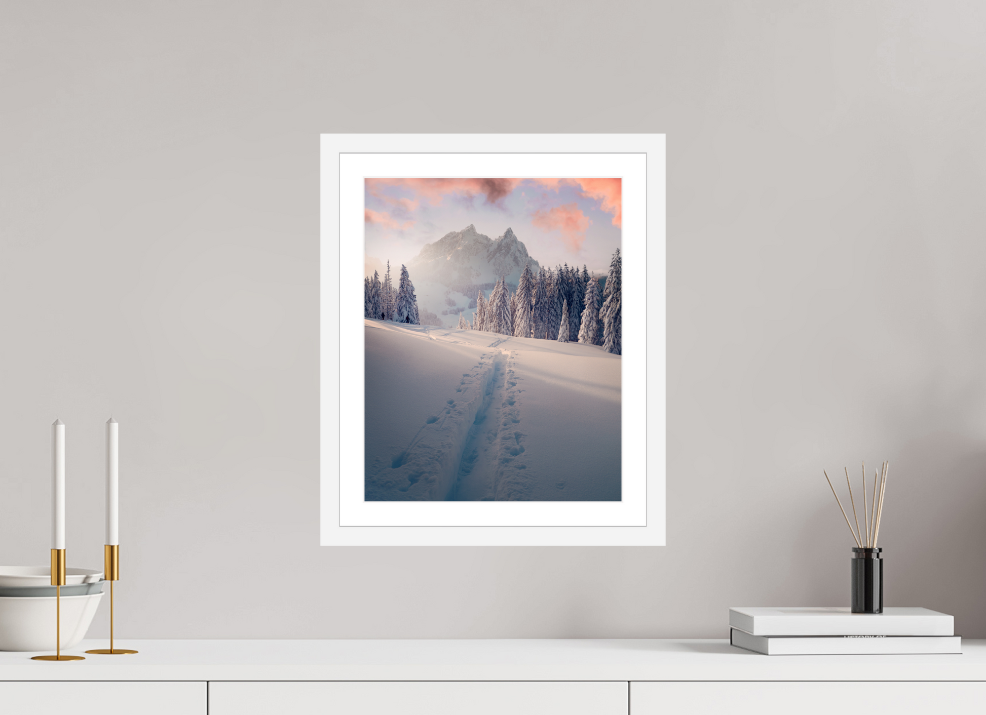 30 x 37.5 cm, White Frame Alpenglow