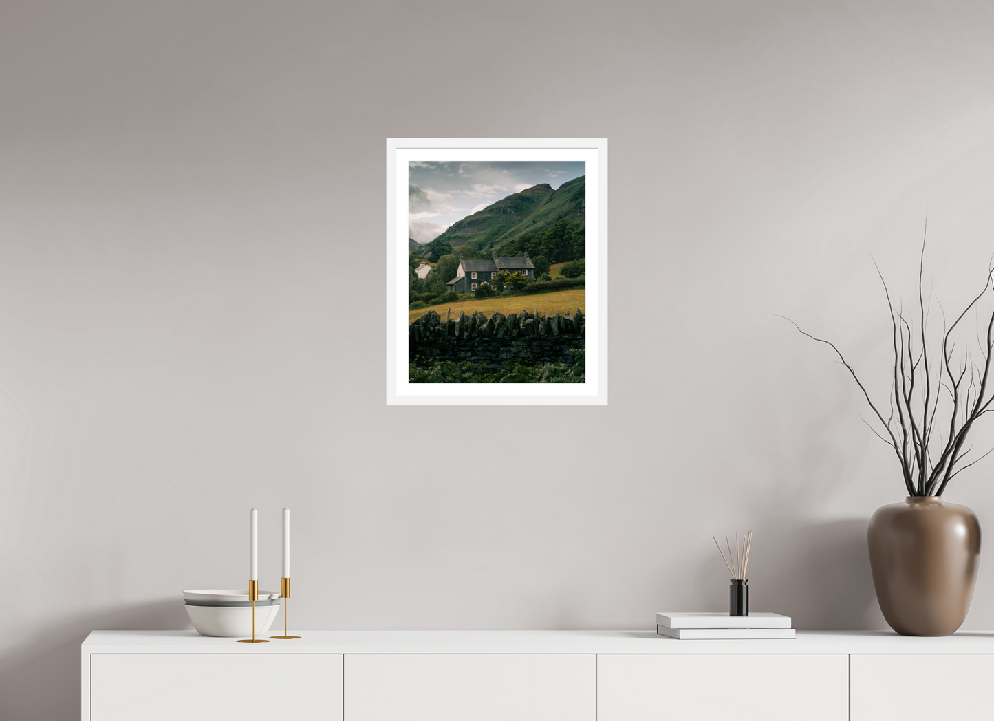 40 x 50 cm, White Frame Lake District Cottage