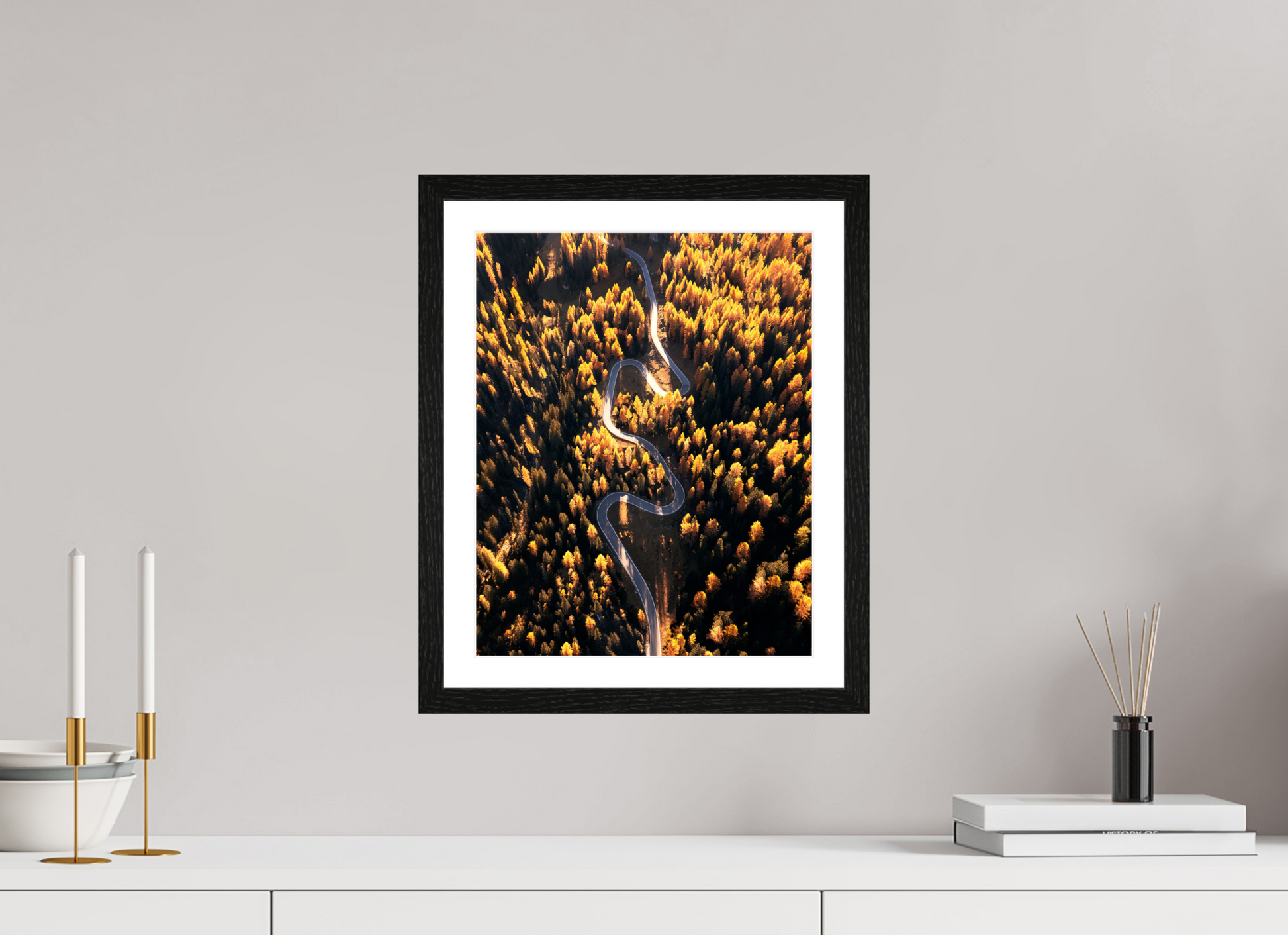 30 x 37.5 cm, Black Oak Frame Mountain Road