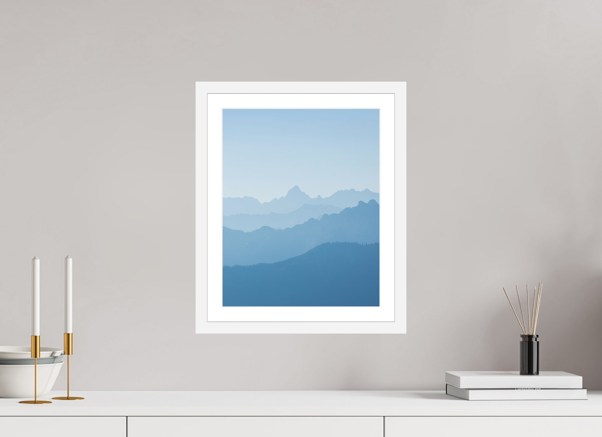 30 x 37.5 cm, White Frame Mountain Layers I