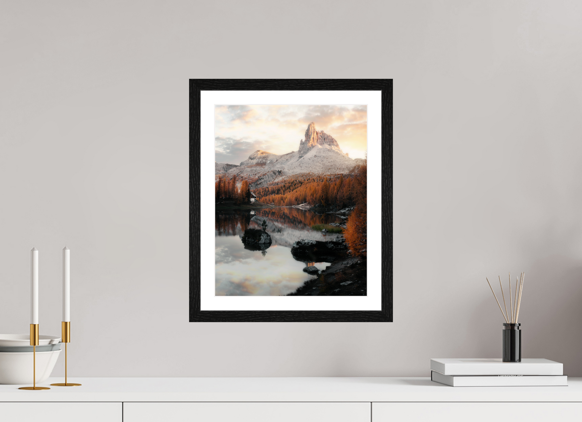 30 x 37.5 cm, Black Oak Frame Lago di Federa
