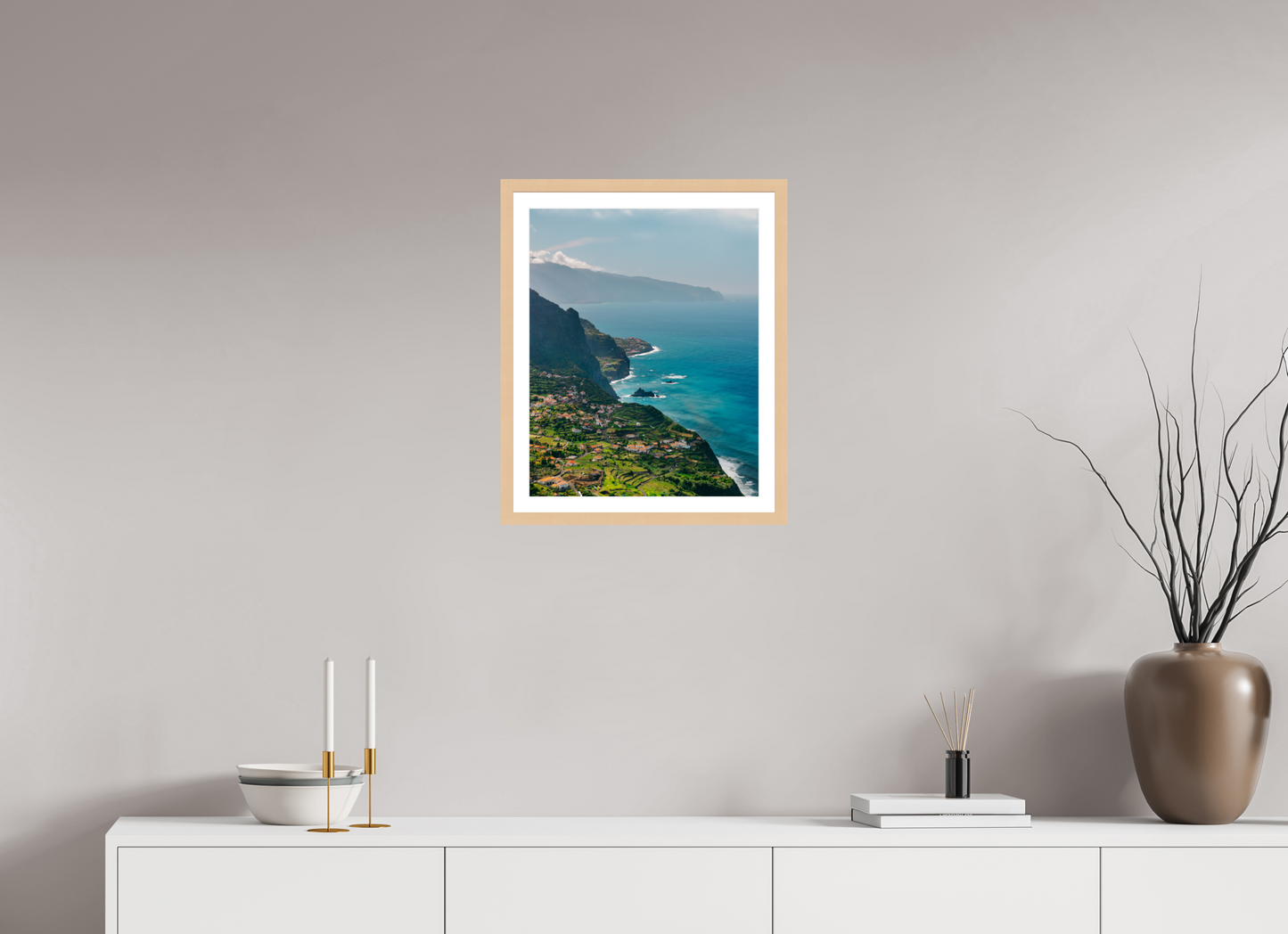 40 x 50 cm, Natural Maple Frame Tropical Coastline