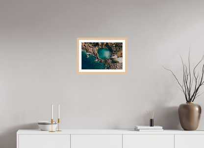 45 x 30 cm, Natural Maple Framed Print Morning Swim