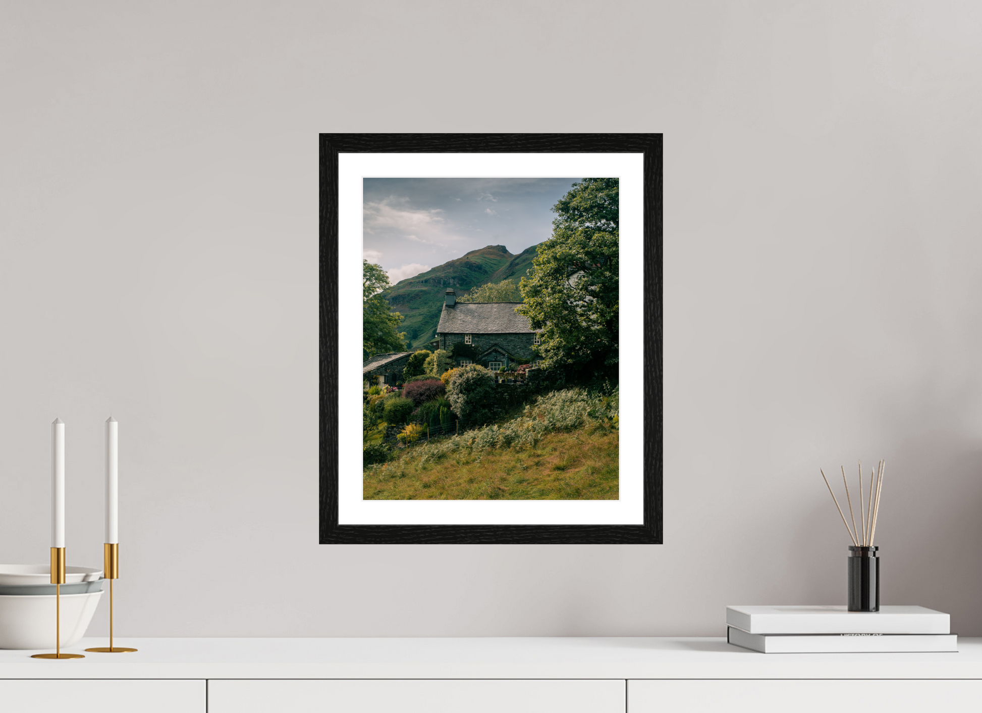 30 x 37.5 cm, Black Oak Frame Country Home