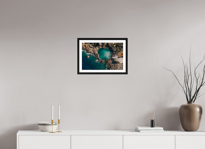 45 x 30 cm, Black Oak Framed Print Morning Swim