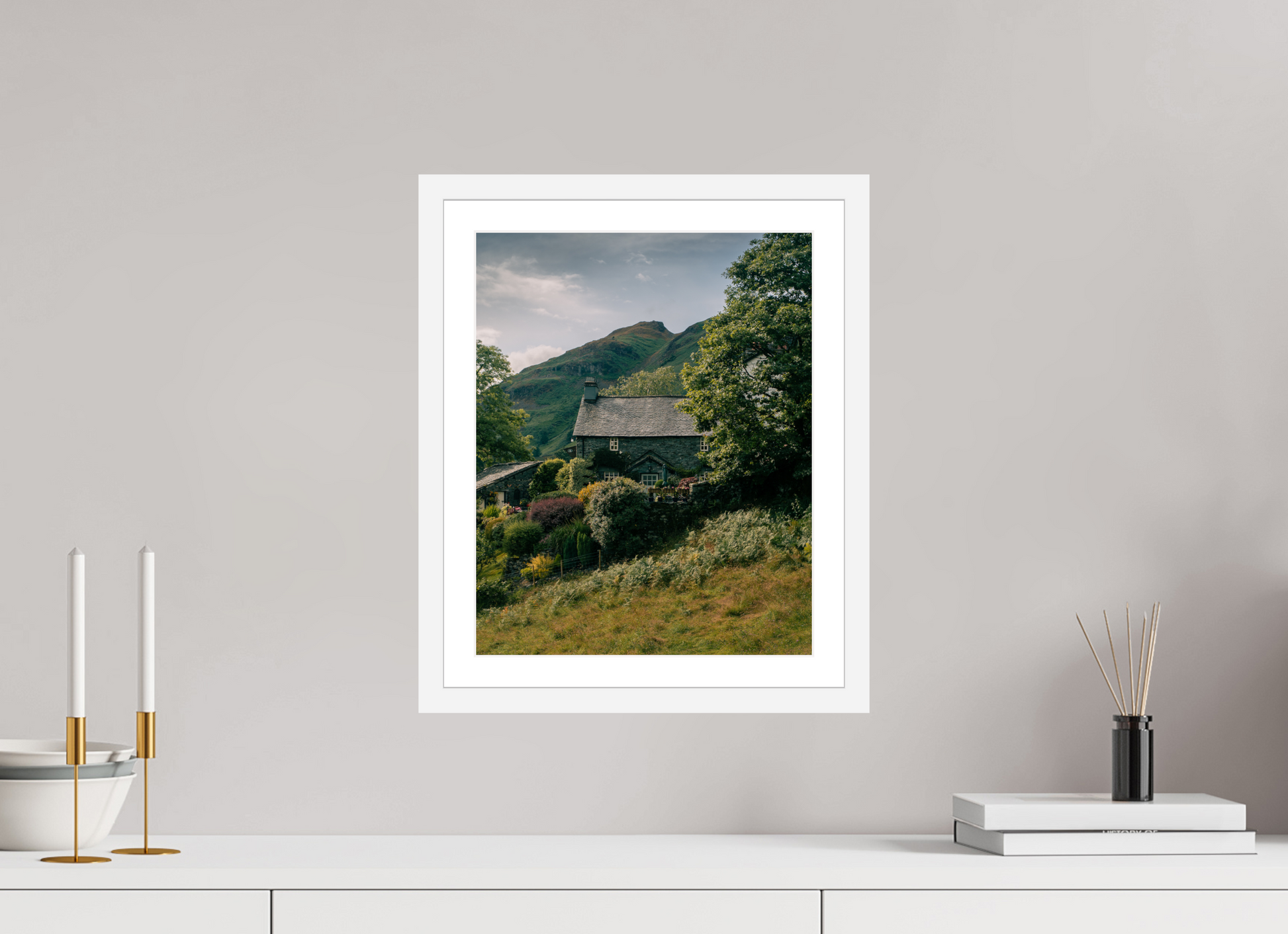 30 x 37.5 cm, White Frame Country Home