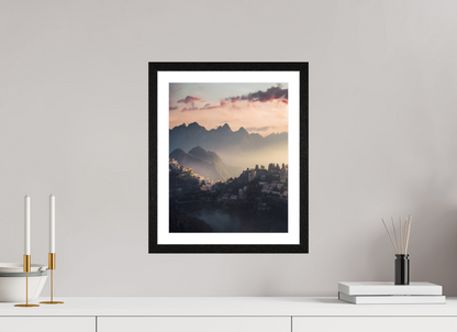 30 x 37.5 cm, Black Oak Frame Sunset over the Amalfi Coast
