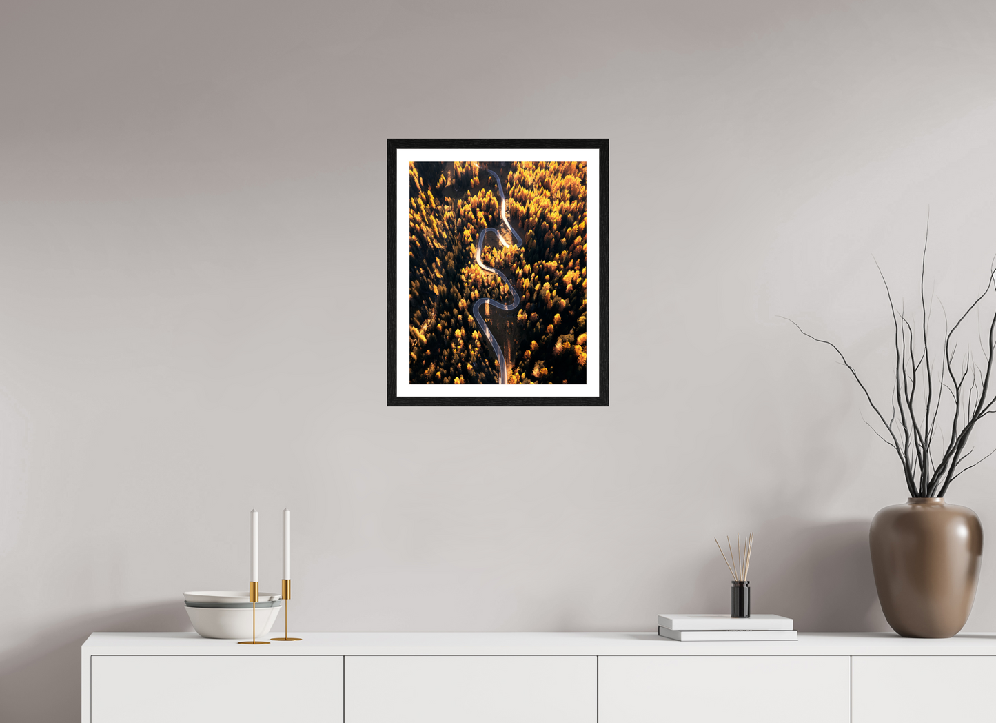 40 x 50 cm, Black Oak Frame Mountain Road