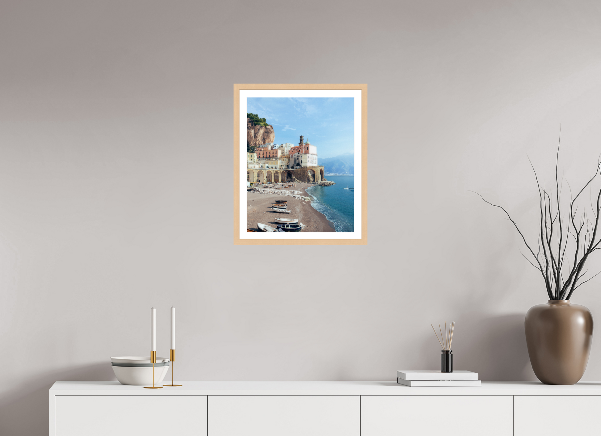 40 x 50 cm, Natural Maple Frame Atrani, Amalfi Coast