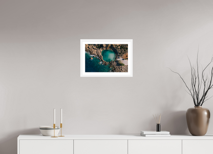 45 x 30 cm, White Maple Framed Print Morning Swim