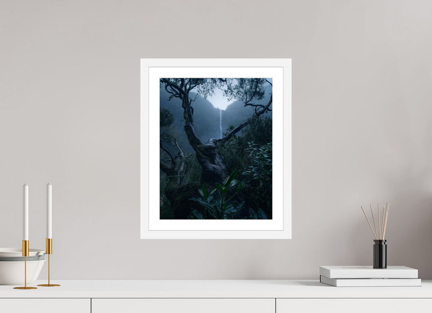 30 x 37.5 cm, White Frame Waterfall
