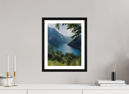 30 x 37.5 cm, Black Oak Frame Swiss Postcard View