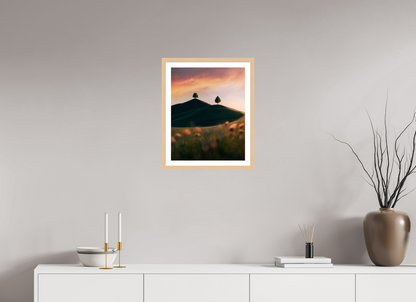 40 x 50 cm, Natural Maple Frame Rolling Hills at Sunset