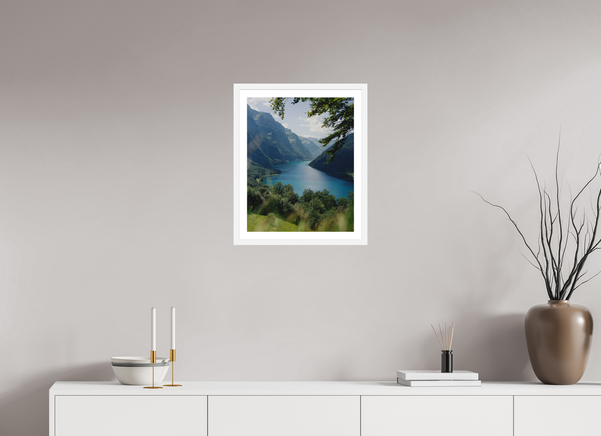 40 x 50 cm, White Frame Swiss Postcard View