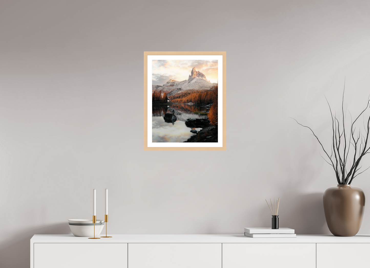 40 x 50 cm, Natural Maple Frame Lago di Federa
