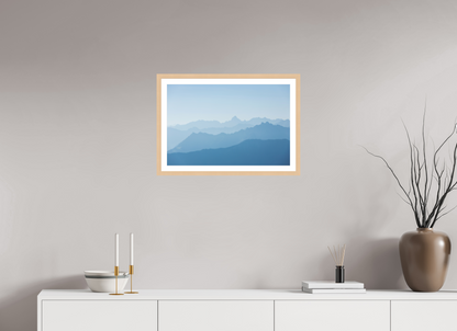60 x 40 cm, Natural Maple Framed Print Mountain Layers I