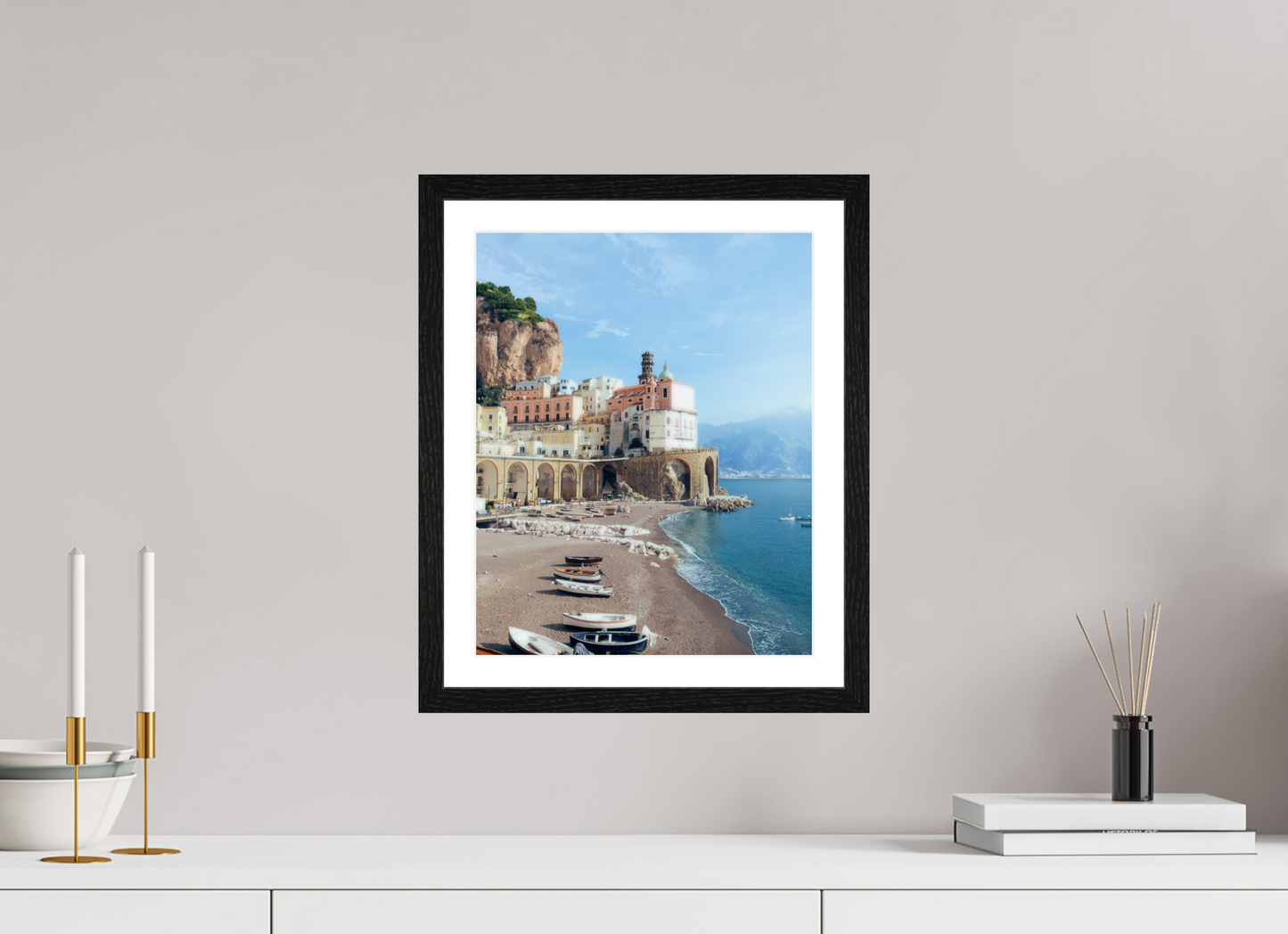 30 x 37.5 cm, Black Oak Frame Atrani, Amalfi Coast