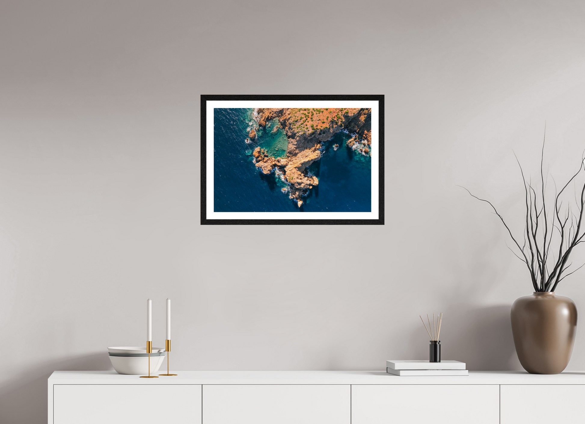 60 x 40 cm, Black Oak Frame Coastline