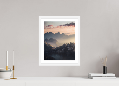 30 x 37.5 cm, White Frame Sunset over the Amalfi Coast