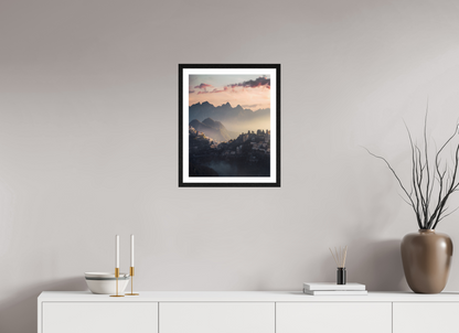 40 x 50 cm, Black Oak Frame Sunset over the Amalfi Coast